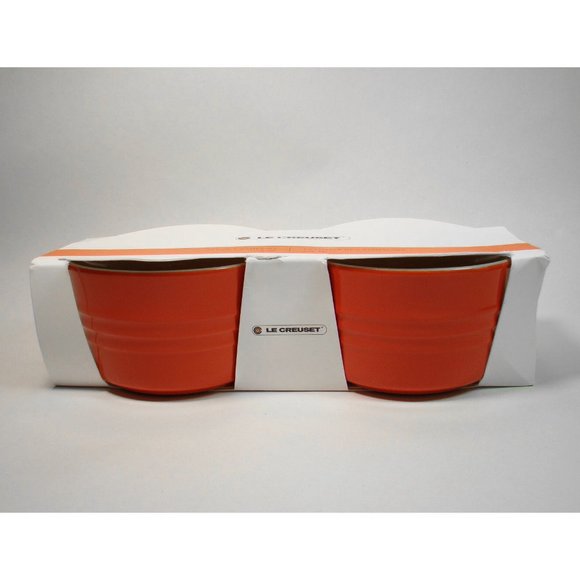 Le Creuset 2 Stoneware Red Ramekins 8oz - Picture 2 of 8